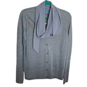 Simply Vera Vera Wang Lavender/Grey Cardigan with Chiffon Tie XL
